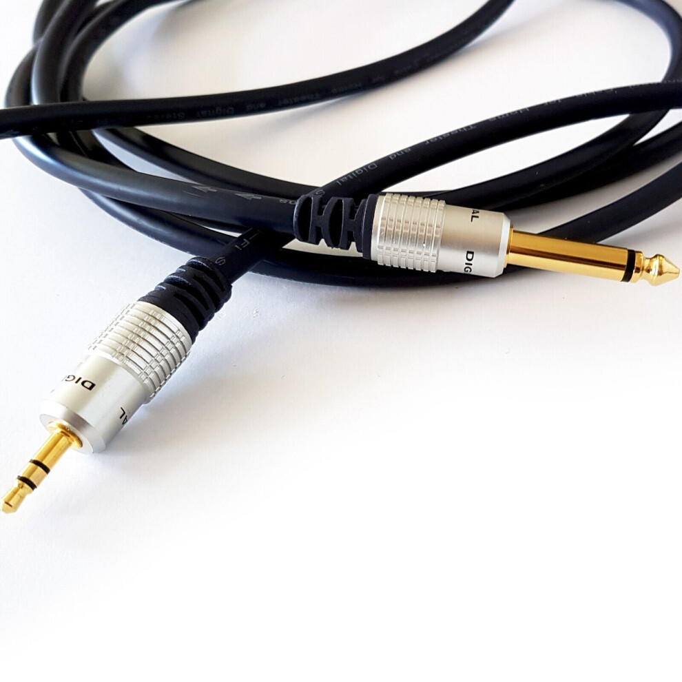 Loops 3M Pro 3.5Mm Stereo To 6.35Mm Mono Jack Plug Cable 1/4" Adapter Guitar Amp Lead