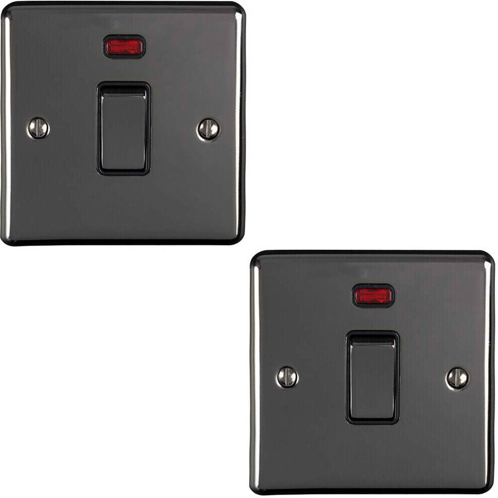 2 PACK 1 Gang 20A DP Switch & Neon Light BLACK NICKEL & Black Trim Appliances