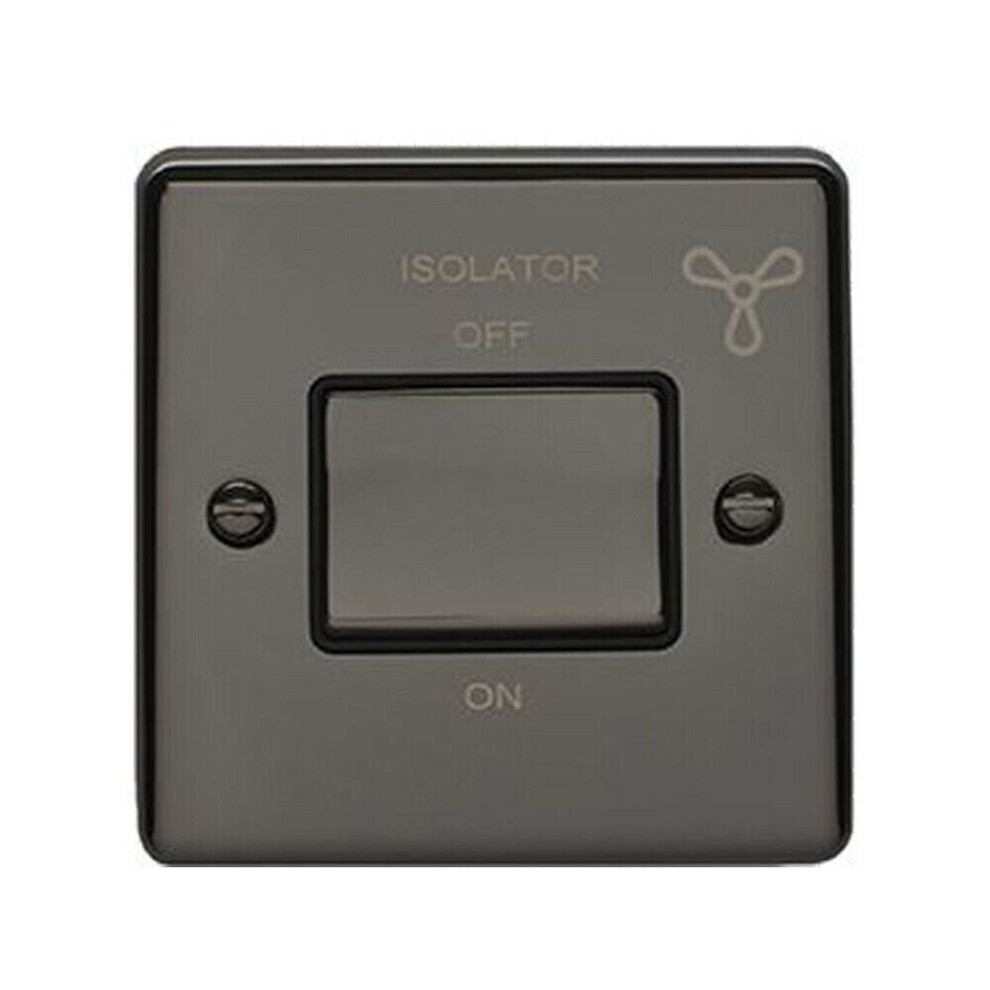 6A Extractor Fan Isolator Switch BLACK NICKEL & Black Trim 3 Pole Shower