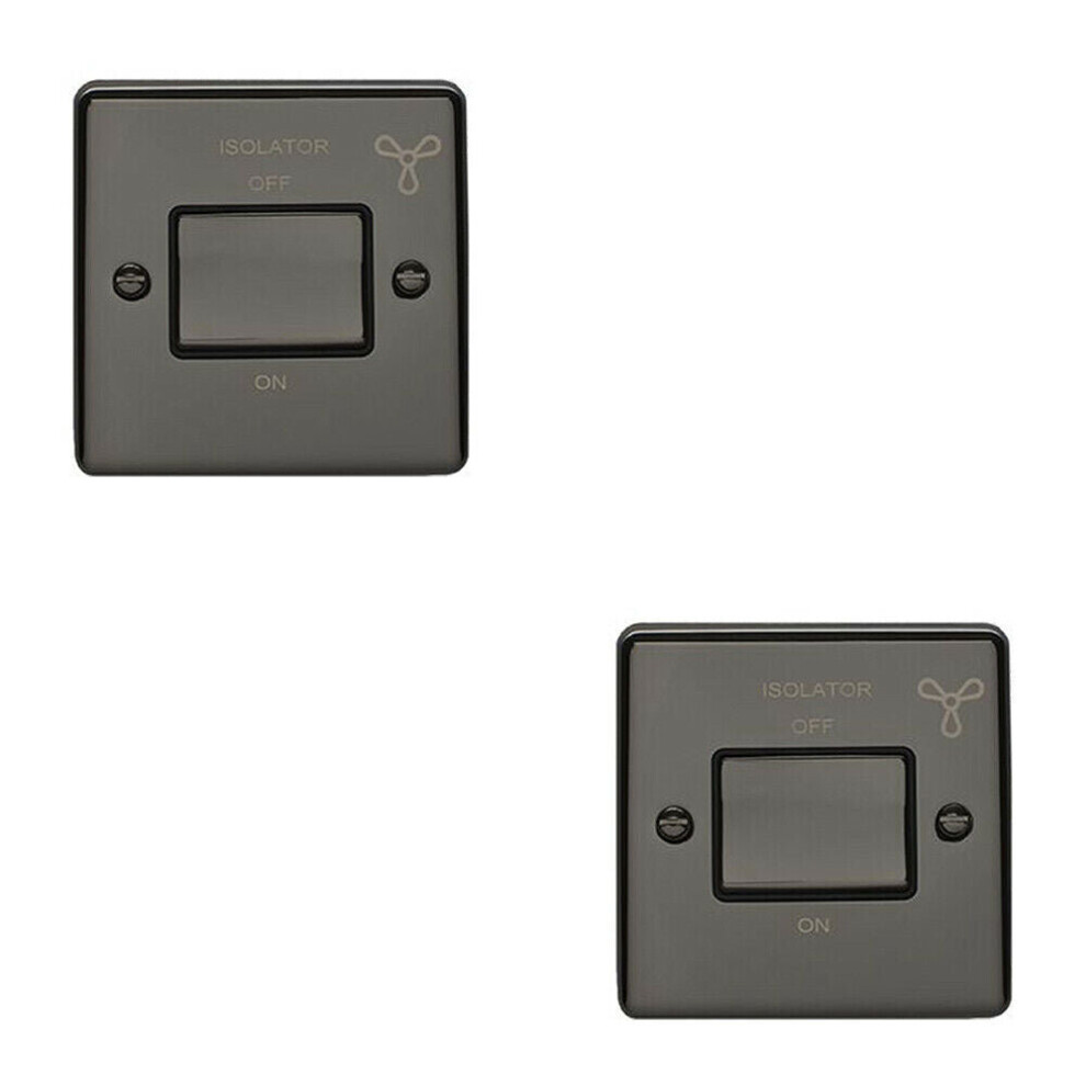 2 PACK 6A Extractor Fan Isolator Switch BLACK NICKEL & Black Trim 3 Pole Shower