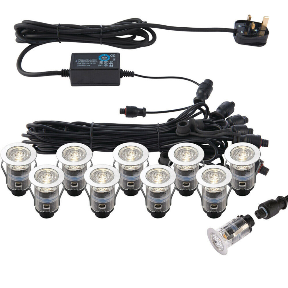 Loops Ip67 Decking Plinth Kit 10X 25Mm Colour Changing Lamps Outdoor Rated Light/White