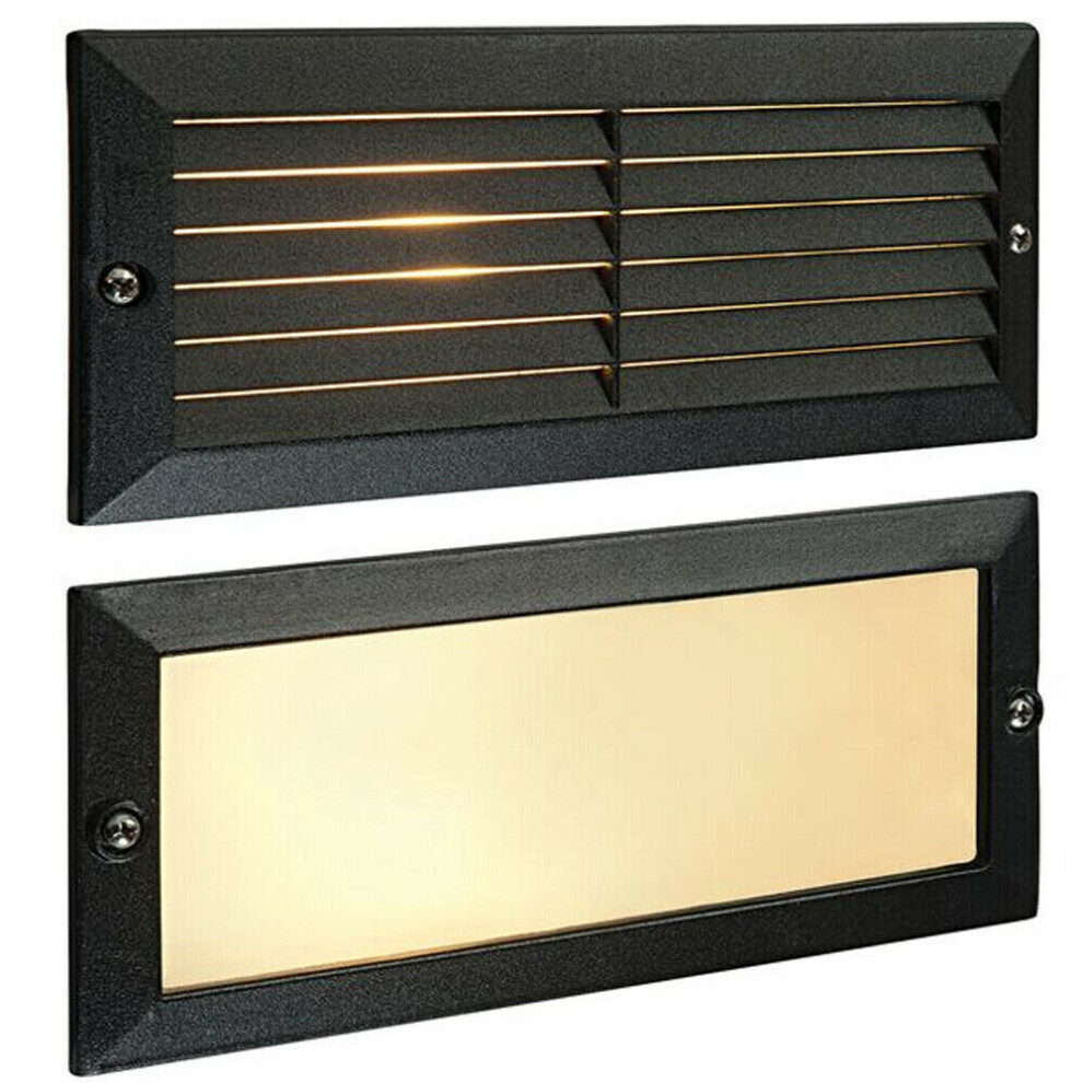 Loops Ip44 E27 Led Full Brick Accent Louvre Grill Supplied & Frosted Glass Light/Black