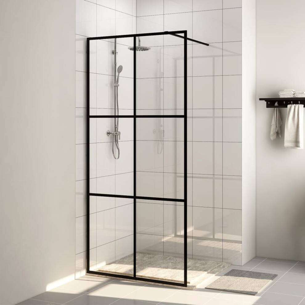 vidaXL Walk-in Shower Wall with Clear ESG Glass Black Shower Screen Partition