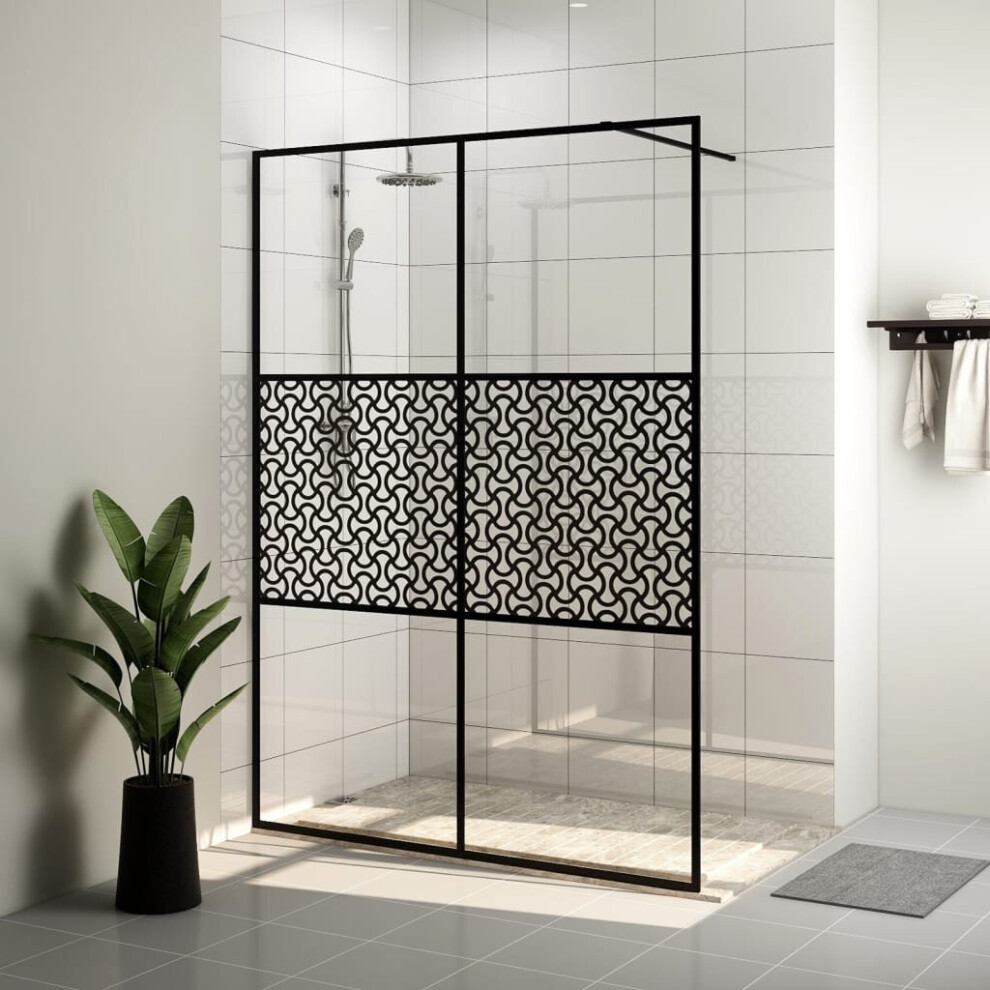 vidaXL Walk-in Shower Wall with Clear ESG Glass Black Shower Screen Partition