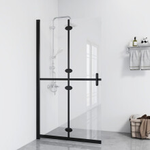 vidaXL Foldable Walk-in Shower Wall - 5 mm Tempered Glass, Aluminum Frame, 4 Panels, Space-Saving, Reversible 70x190 cm (151180)