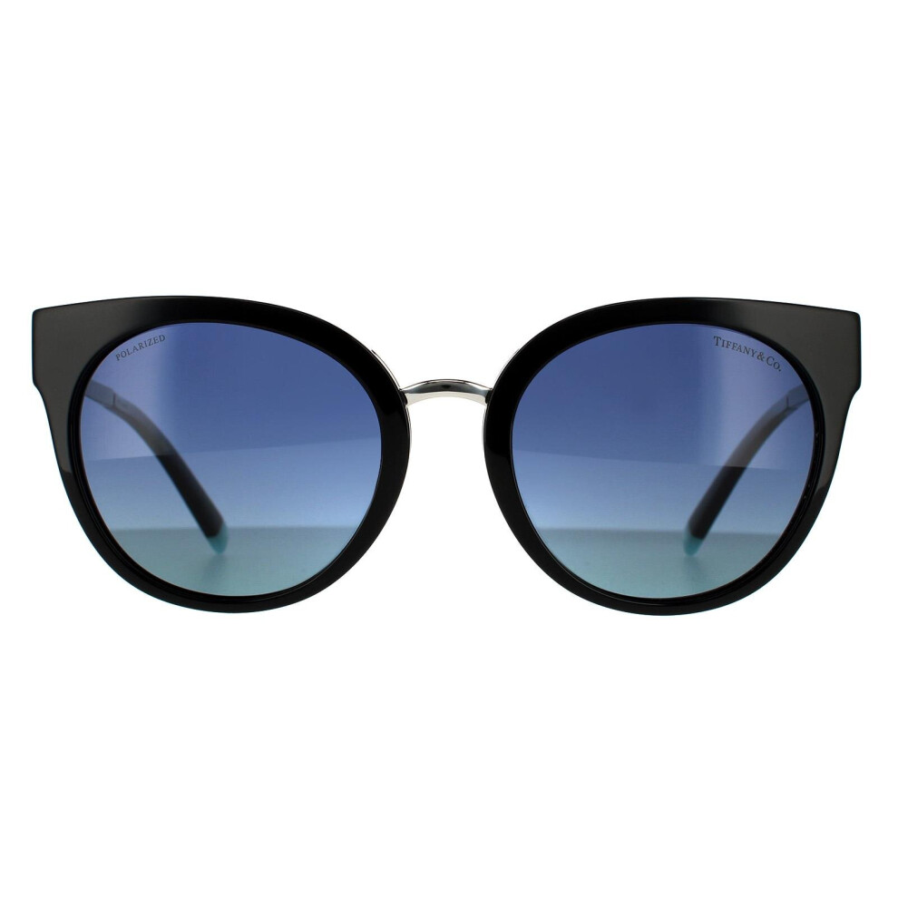 Round Black Blue Gradient Polarized Sunglasses