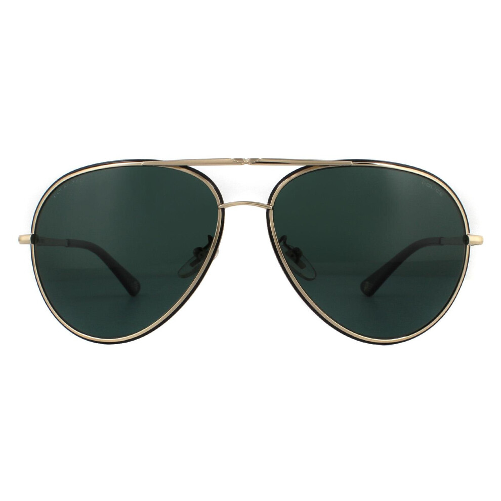 Aviator Rose Gold Shiny Black Green Polarized Sunglasses