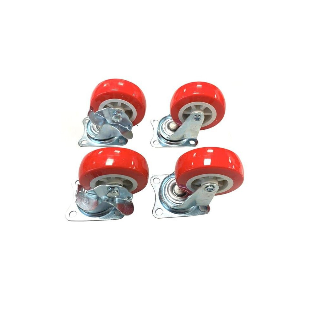 50mm Heavy Duty Swivel Castor Wheels 4 pack Max Load 140Kg