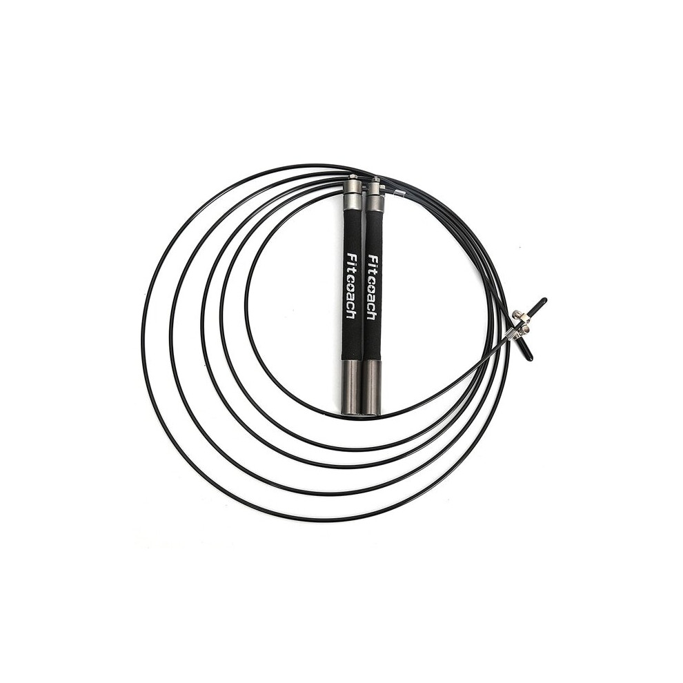 (Grey) Speed Jump Rope Ball Bearing Metal Handle Sport Skipping Stainless Steel Cable 
