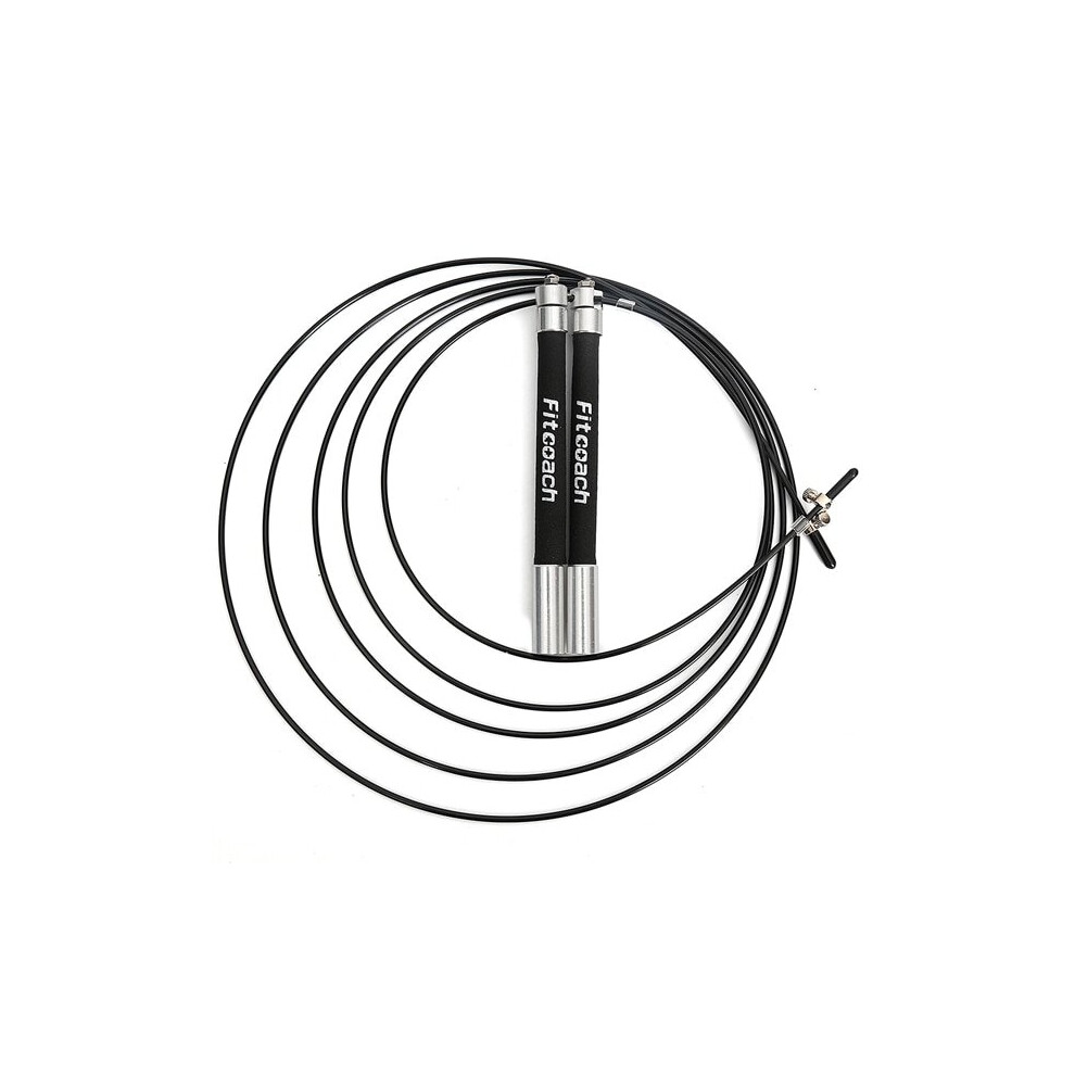 (Silver) Speed Jump Rope Ball Bearing Metal Handle Sport Skipping Stainless Steel Cable 