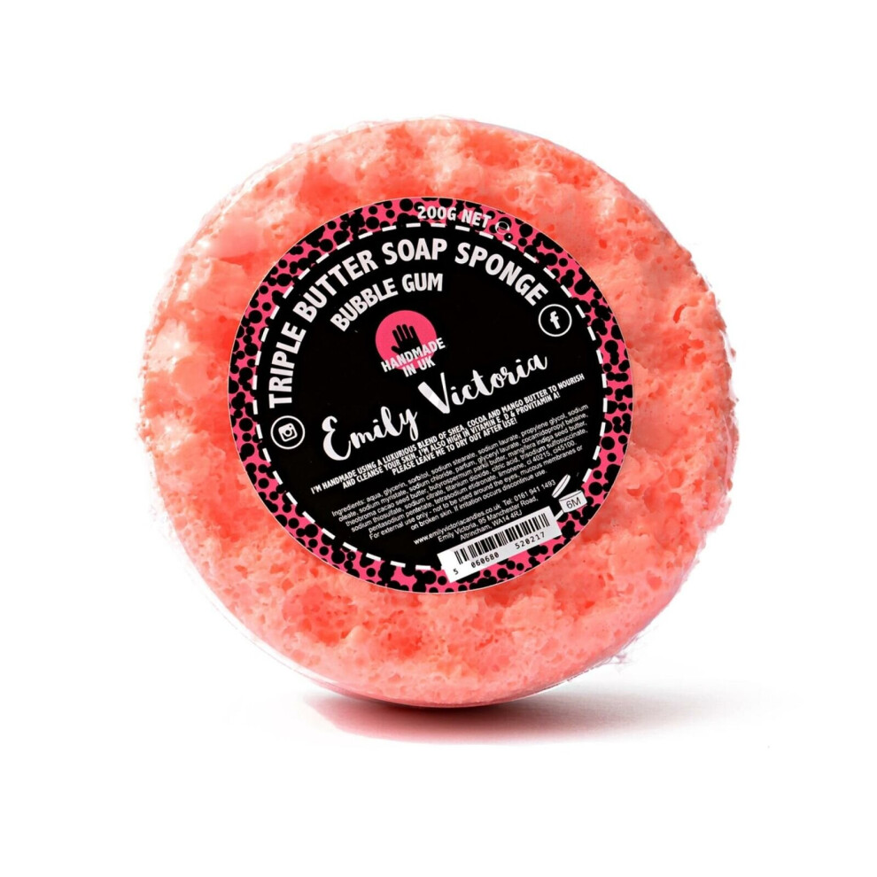 Emily Victoria Triple Butter Soap Sponge Sweet Scented 200G Bubble Gum