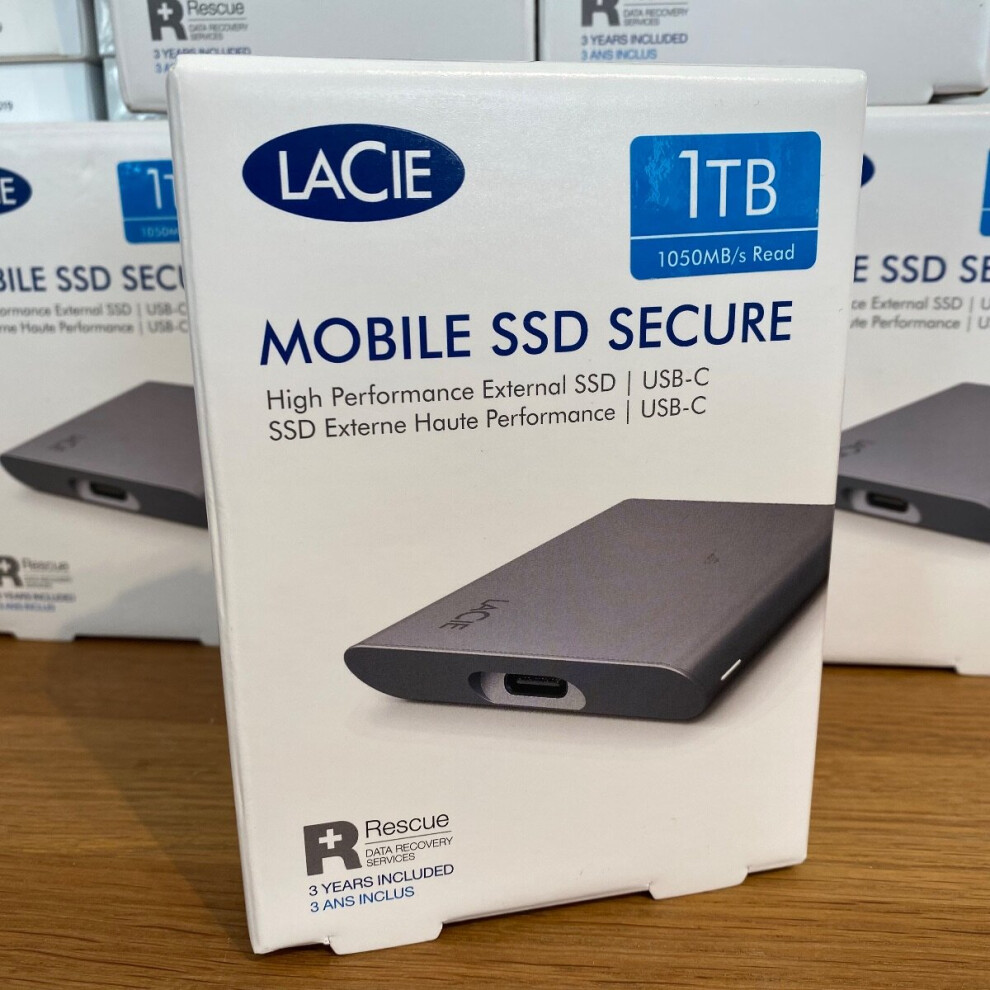 LaCie 1TB Mobile SSD Secure USB-C Drive High Performance External