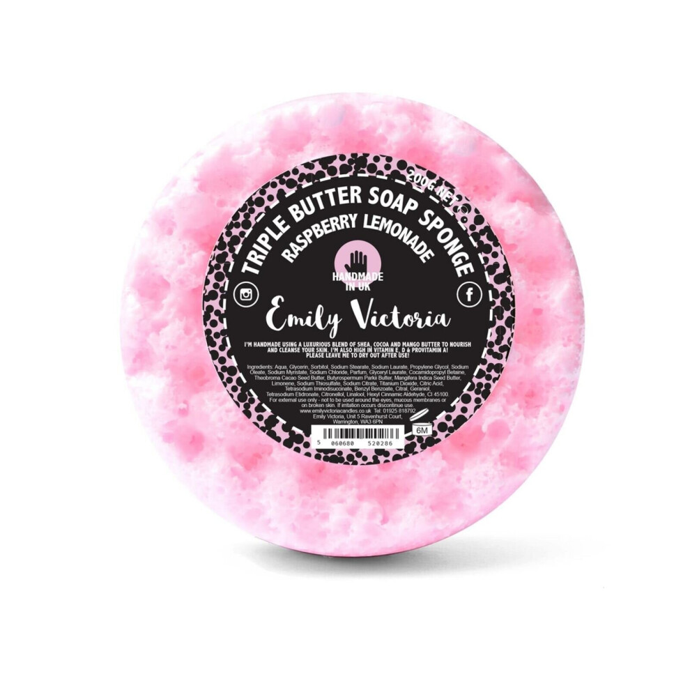 Emily Victoria Triple Butter Soap Sponge Scent 200g Raspberry Lemonade