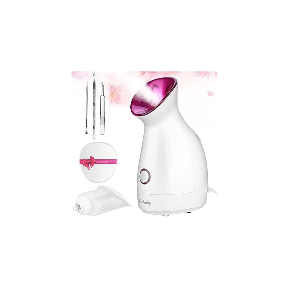 Wolady Light Facial Steamer, Nano Ionic Face Steamer For Pores With Uv Hot Mist Moisturizing Sprayer Home Sauna Spa Bonus Blackhead Extractor Kit