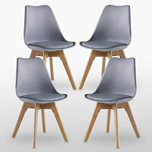 Life Interiors: Lorenzo Retro Chair - Plastic Shell | Padded Seat | Wood Legs | Dining Chairs | Classic Design - White Black Grey Red Yellow Pink
