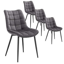 WOLTU Dining Chairs Set of 4 pcs Kitchen Counter Chairs Lounge Leisure Living Room Corner Chairs Dark Grey Velvet Reception Chairs with Backrest