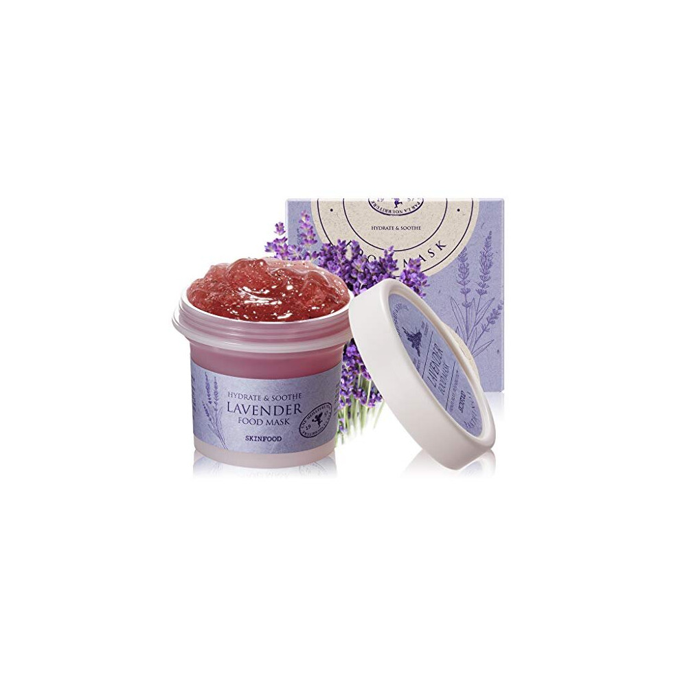 Skin Food Since 1957 Lavender Skinfood Facial Mask Panthenol Contains Hydrating & Cooling Gel Wash-Off Mask For Sensitive Skin Shower-Proof Texture - Wash Off Exfol