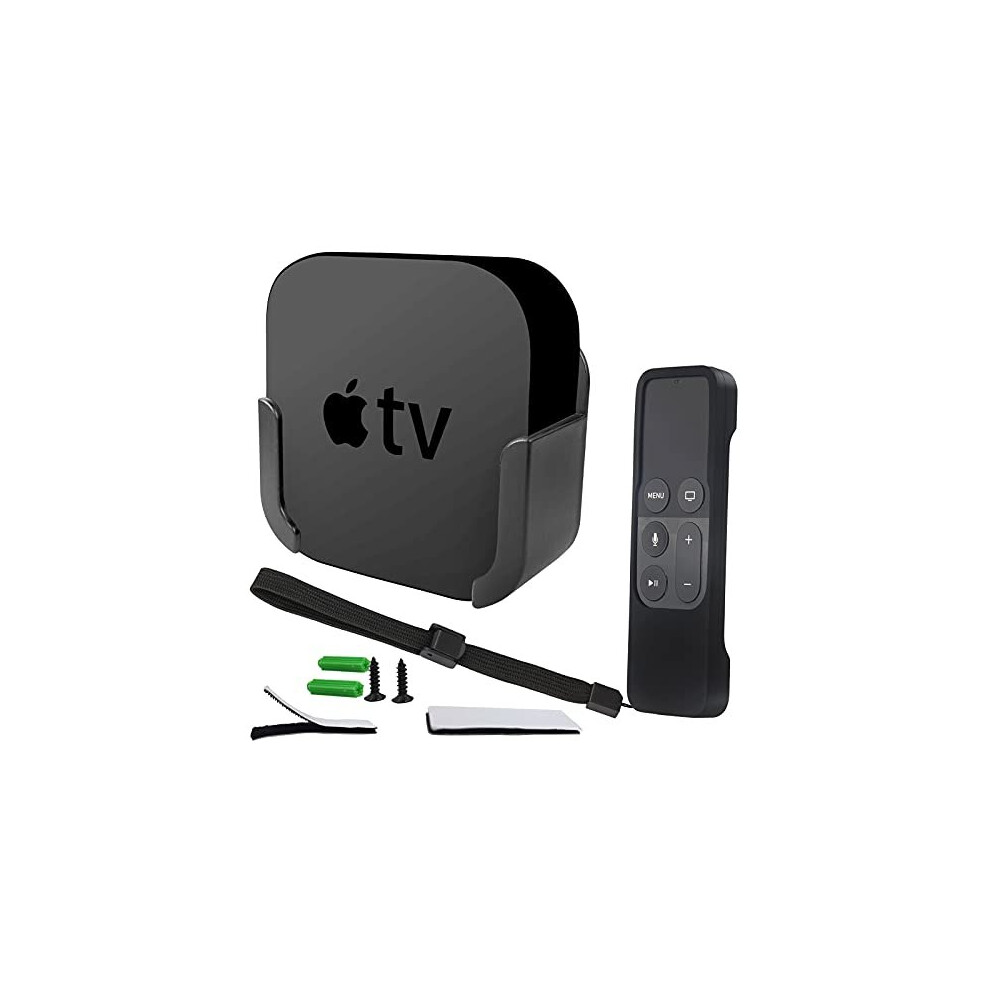 Pinowu Wall Mount Bracket Holder with Siri Remote Case Compatible with Apple TV 4/4K(4th Gen) (Black)-image-OPC-P8X5W9H-NEW