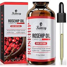 Kanzy Rosehip Oil for Face 120ml Organic Cold Pressed 100% Pure Natural, Hydrating, Nourishing & Moisturising Rosehip Seed Oil for Skin, Hair, Na