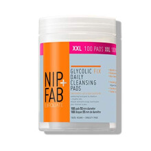Nip+Fab Glycolic Acid Fix Daily Cleansing Pads for Face with Hyaluronic Acid | Witch Hazel | Exfoliating Resurfacing AHA Facial Cleanser Pad | 10