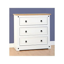 Seconique Corona 3 Drawer Chest in White/Distressed Waxed Pine