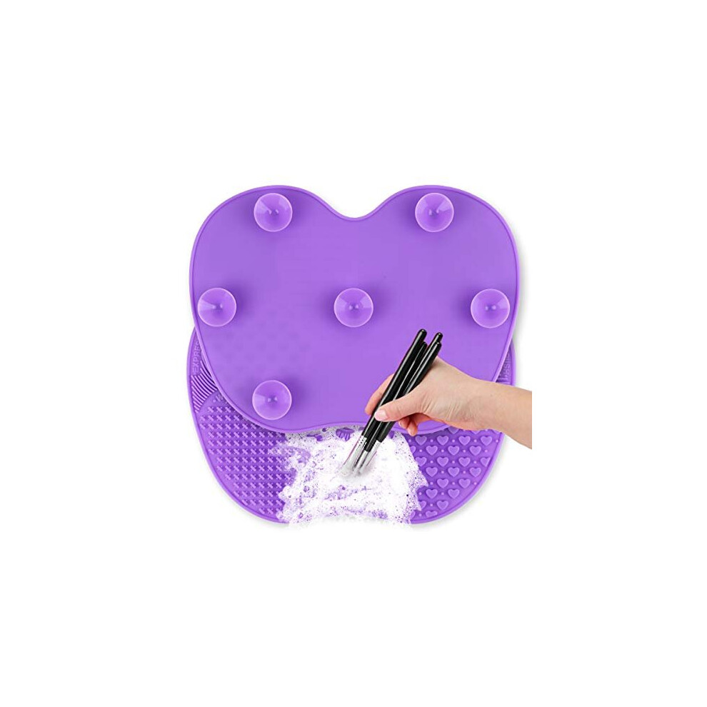 Ranphykx Silicon Makeup Brush Cleaning Mat Makeup Brush Cleaner Pad Cosmetic Brush Cleaning Mat Portable Washing Tool Scrubber With Suction Cup