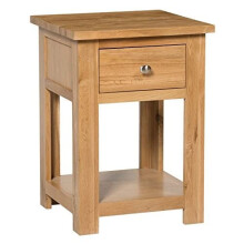 Hallowood Waverly 1 Drawer Small Side Table in Light Oak Finish | Solid Wooden End/Lamp Stand/Bedside Cabinet/Nightstand, (WAV-LAM590)
