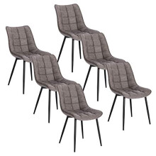 WOLTU Dining Chairs Set of 6 pcs Kitchen Counter Chairs Lounge Leisure Living Room Corner Chairs Dark Grey Faux Leather Reception Chairs with Bac