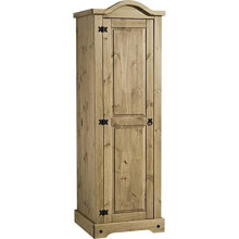 Seconique Corona 1 Door Wardrobe, Distressed Waxed Pine, 184.5x60x56.5 cm
