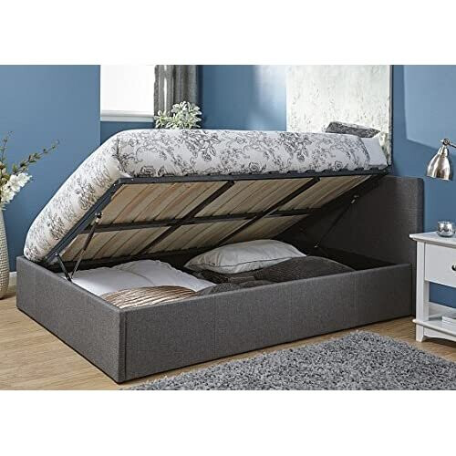 3ft Side Lift Ottoman Silver Grey Single Fabric Side Lift up Storage Bed 1