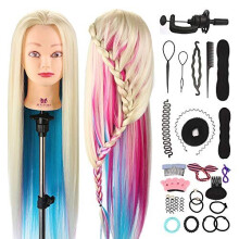 Neverland Beauty 26" 100% Synthetic Fiber Hair Hairdressing Training Head Manikin Doll Multicolored with Clamp Practice Mannequin + Hair Braid Ac