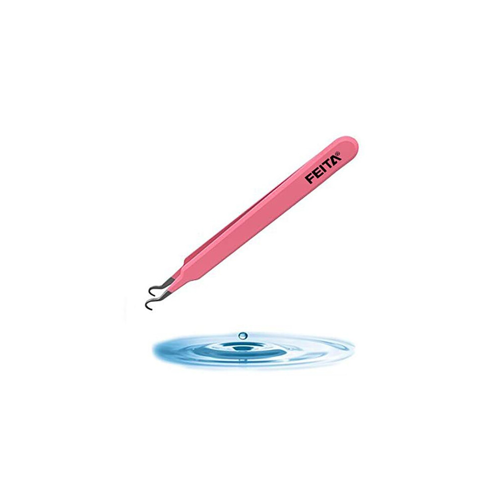 Feita Blackhead Acne Extraction Tweezers - Pro & Surgical-Grade Stainless Steel Bend Curved Comedone Extractor Tweezer Tool For Remove Whitehead