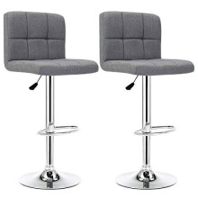 IntimaTe WM Heart Bar Stools Set of 2, Cotton Fabric Modern Square Kitchen Chairs With Back (Gray2)