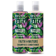 Faith In Nature Natural Lavender and Geranium Shampoo and Conditioner Set, Nourishing, Vegan and Cruelty Free, No SLS or Parabens, For Normal to