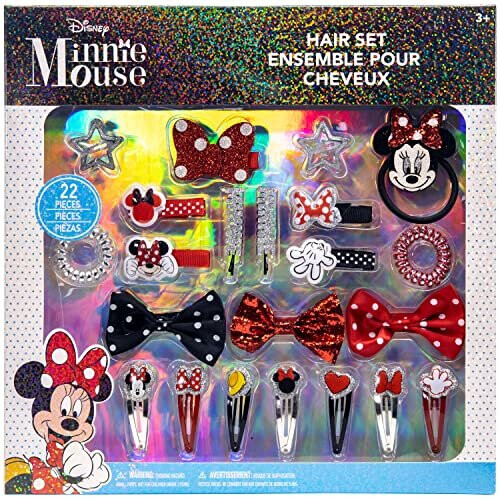 Disney Minnie Mouse - Set di Accessori per Capelli per Bambine dai 3 Anni con 22 Pezzi