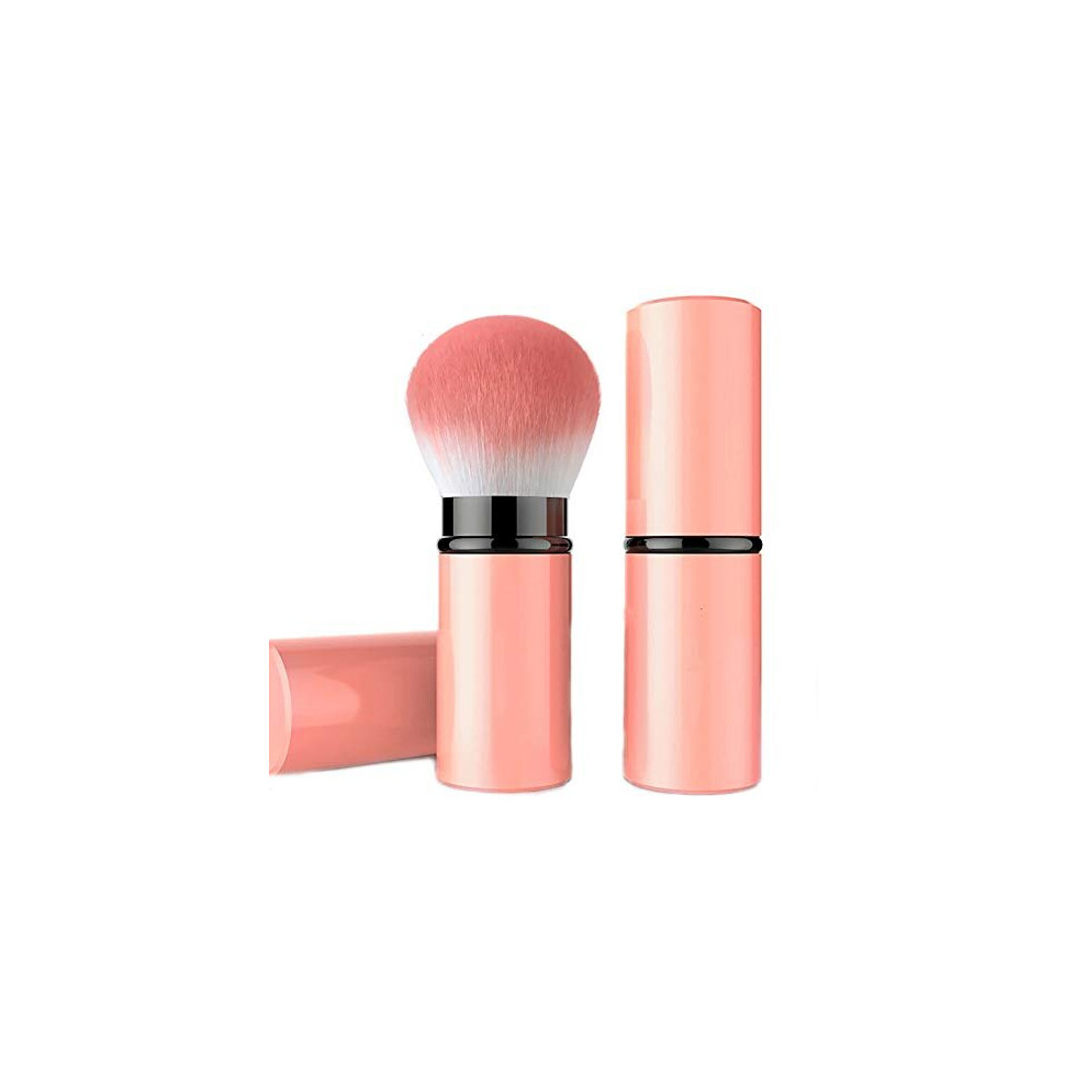 Falliny Retractable Kabuki Makeup Brush, Travel Face Blush Brush, Portable Powder Brush With Cover For Blush, Bronzer, Buffing, Flawless Powder C