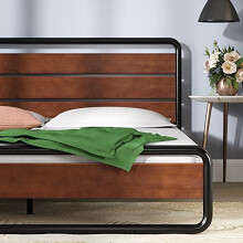 Zinus Therese Metal and Wood Platform Bed with Wood Slat Support, Single