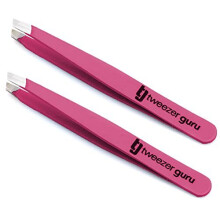 Tweezer Guru Pincetten voor Vrouwen - 2 stuks Slant Precisie Pincetten voor Wenkbrauwen & Ingevoegde Haren
