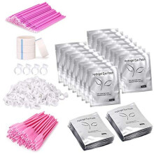 TwoWin Lash Eyelash Extension Supplies, 100Pcs Under Eye Pads, 100Pcs Eye Lash Brushes, 100Pcs Eyelash Mascara Brushes Wands Applicator Makeup Br