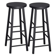 WOLTU Breakfast Kitchen Counter Bar Stools Set of 2 PCS MDF Seat Seat Bar Chairs Metal Legs Barstools Black High Stools