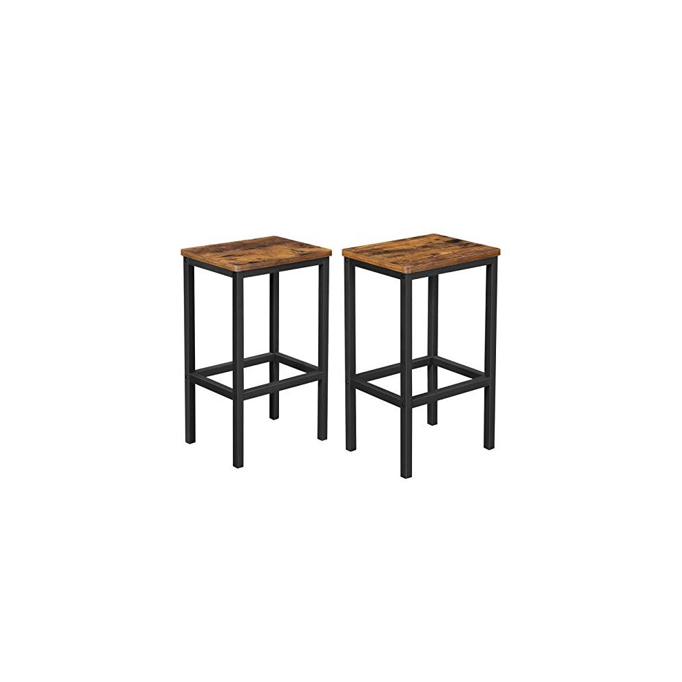 VASAGLE Bar Stools, Set of 2 Bar Chairs, Kitchen Breakfast Bar Stools with Footrest, Industrial in Living Room, Party Room, Rustic Brown LBC65X