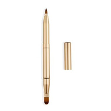 Exquisite Professional Lip Brush Applicators-Retractable Lipstick Brushes- Lipstick Gloss Makeup Brush Tool For Women and Girls (Two-Head-Gold)