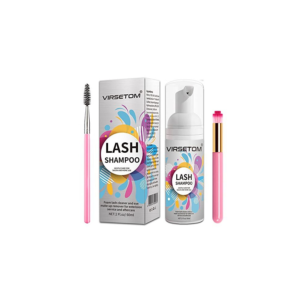 Photos - Makeup Brush / Sponge Eyelash Extension Cleanser, VIRSETOM Eyelash Extension Shampoo Eyelash Extension Foam & Brushes Eyelid Cleanser for Makeup R