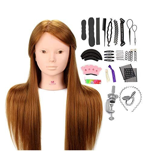 Neverland Training Head Hairdressing Styling Head 24 Brown 50 Real Hair Cosmetology Hairdressing Mannequin Manikin Doll Head with Makeup Funct on OnBuy