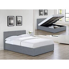 Siesta Luna - 4FT6 Double Faux Leather Ottoman Storage Bed in Grey Faux Leather