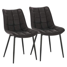 WOLTU Dining Chairs Set of 2 pcs Kitchen Counter Chairs Lounge Leisure Living Room Corner Chairs Anthracite Faux Leather Reception Chairs with Ba