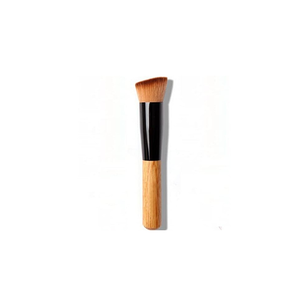 Lydia Flat Angled Wooden Handle Blusher/Face Powder/Liquid Foundation/Face Contour Makeup Brush