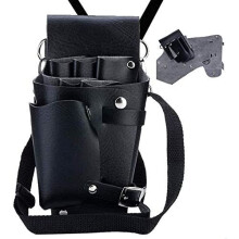 Hairdressing Tools Waist Belt Bag PU Leather Hair Styling Equipment Belt Bag Barber Bag Pouch Leather Haircut Holster Pouch for Keeping Scissors,