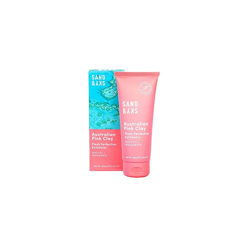 Sand & Sky Pink Flash Perfection Exfoliating Treatment Face Scrub. Australian Clay Facial Exfoliator