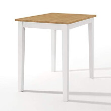 Ledbury Small Wooden Kitchen Dining Table in White and Light Oak Finish | 100% Solid Wood Diner Table